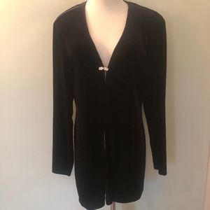 J.R. Nites by Caliendo Black Velvet Cardigan Sz: L